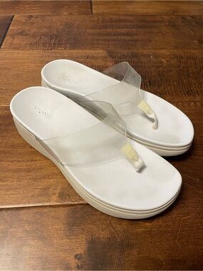 VIONIC Luminous white clear thong platform slip on sandals Size 8